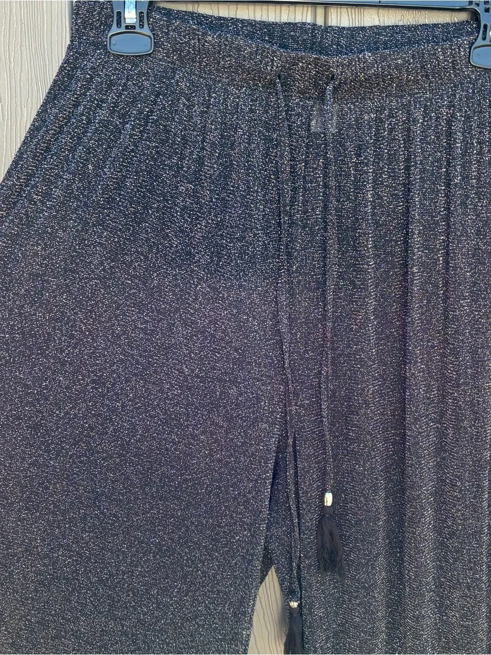 Sandy Beach Swimwear Cover Up Pants XL Wide Leg Black Sheer Sparkly Resortwear
